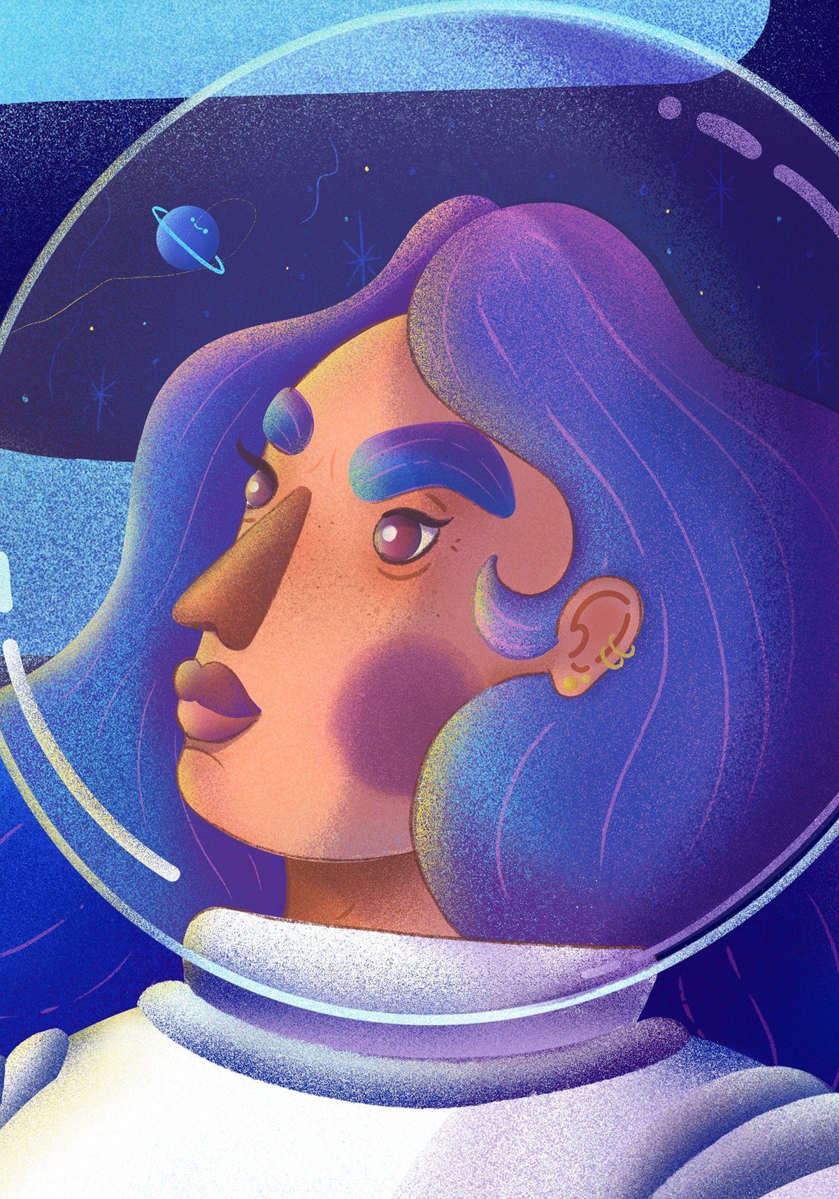 Commissioned character illustration, astronaut